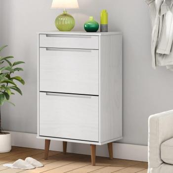Zapatero MOLDE blanco 59,5x35x103 cm madera maciza de pino
