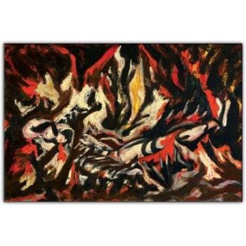 Artopweb Panel Decorativo con Diseño Pollock The Flame, Madera, Multicolor, 80x3x53 cm