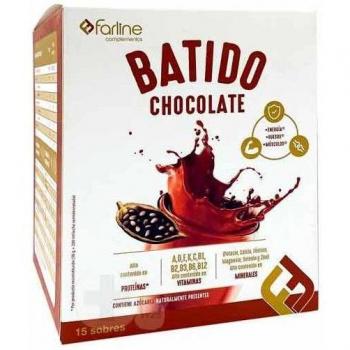Farline Batido de Proteínas con Vitaminas y Minerales Sabor Chocolate, 15 Sobres de 30g (Total 450g)