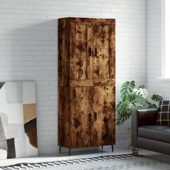 Aparador alto de madera contrachapada en roble ahumado, dimensiones 69,5x34x180 cm, fabricado en madera multicapa