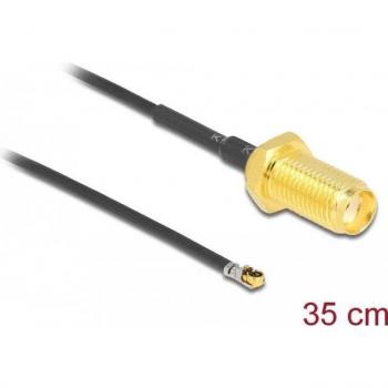 Cable Antena SMA Hembra a MHF 4L LK Macho - 35 cm - Coaxial - 1,37 mm - Color Gris y Negro
