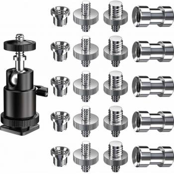 Muscccm Tornillo Adaptador Convertidor, 21Piezas Adaptador Roscas de 3/8 a 1/4 Tripode Convertidores, Adaptadores 1/4 3/8 Montaje de Zapata para Cámara Tornillo 1/4-20 Trípode
