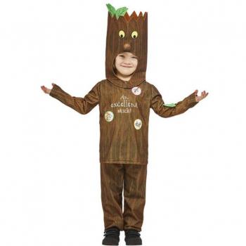 Disfraz de El Hombre Palo Stick Man para niño con capucha y guantes