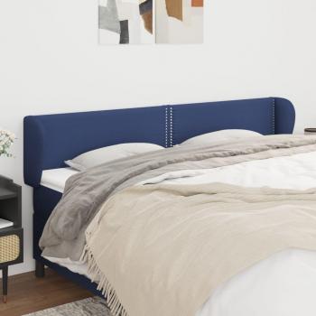 Cabecero Tapizado de Tela Azul con Orejas 203x23x78/88 cm