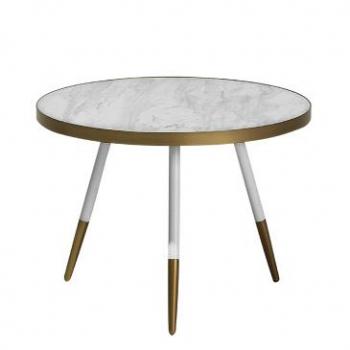 Mesa de Centro Efecto Mármol Blanco con Base Dorada Ramona