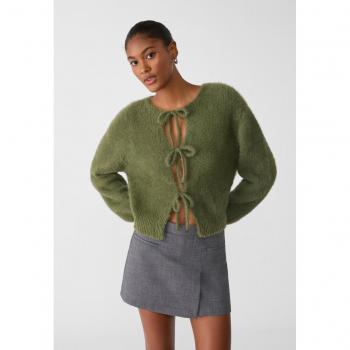 Soft-Touch Knit Cardigan with Ties - Size L