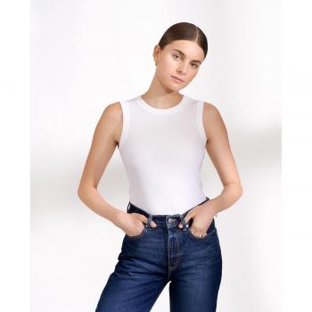 Camiseta interior básica de mujer Bread & Boxers sin mangas de canalé