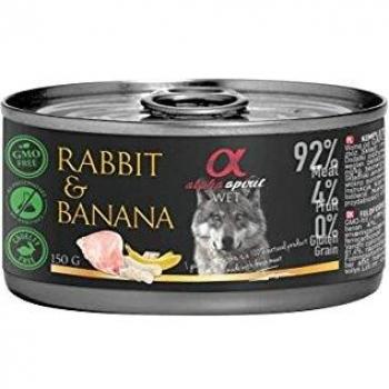ALPHA Spirit Canine Adult Conejo PLATANO Lata 12X150GR, Negro, Mediano