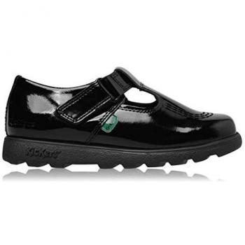 Kickers Kids Fragma T-Bar Patent Leather School Shoes Black Size UK 12.5