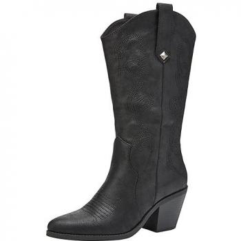 Rocket Dog Women's Feria Black Suede Long Western Boots - Size UK 6