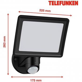 Aplique LED de Exterior Telefunken Lagos con Sensor de Movimiento, 20W, 2000Lm, Luz Neutra IP44, Negro