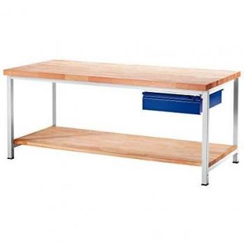 Banco de trabajo modular RAU con 1 cajón, estante de madera de haya, dimensiones 700 mm de profundidad y 1000 mm de ancho