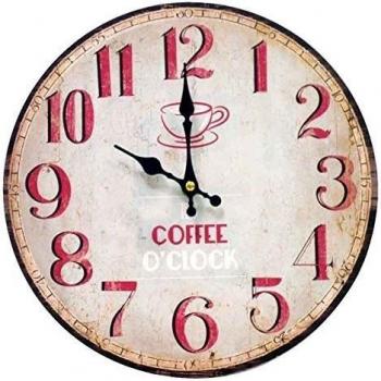 Better & Best 2671030 - Reloj de pared con diseño Coffee O'Clock con números rojos, color blanco