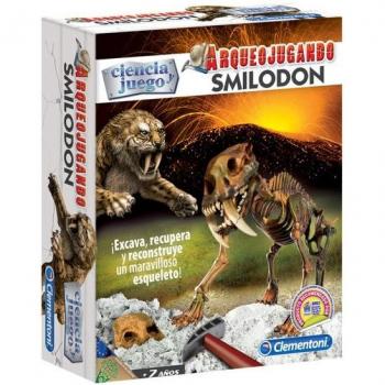 Clementoni - Juego Arqueojugando Smilodon Fosforescente con características de arqueología, educativo, para niños, incluye piezas fosforescentes y manual de instrucciones