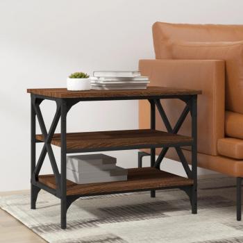 Mesa de centro auxiliar de madera contrachapada marrón roble 55x38x45 cm en madera multicapa
