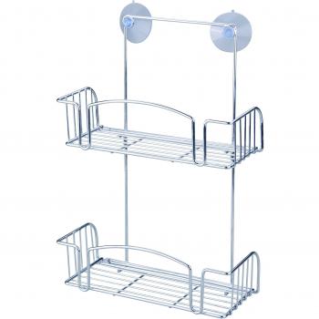BATHSTAGE B-300 - Bandeja plegable doble, 36 x 25 x 10,5 cm, color plateado