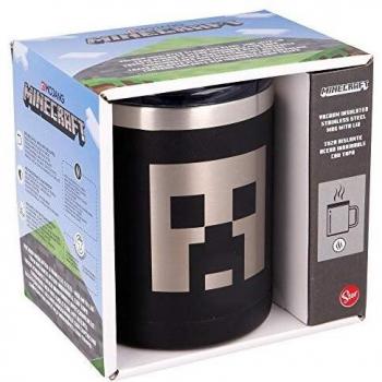 Minecraft | Taza Termica De Acero Inoxidable - 380 Ml - Taza Termo Cafe Para Llevar | Termo Reutilizable Para Bebidas Frías/ Con Aislamiento Al Vacío De Doble Pared Y Tapa Sin Bpa