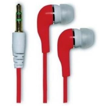 OcioDual Auriculares Estéreos Conector Jack 3.5mm Rojo Cascos Intrauditivos Almohadilla Silicona Goma Blanda Suave MiniJack