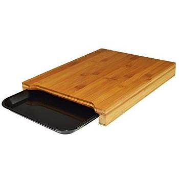 Jocca - Tabla de Cortar en Bambú con Bandeja Incorporada, Resistente y Higiénica, Dimensiones 36x27.5x4 cm, Utensilio de Cocina Esencial