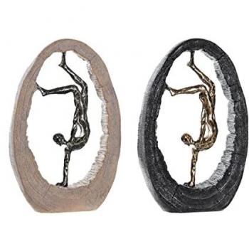 Figura Decorativa DKD Home Decor 24 x 8 x 36 cm Negro Dorado (2 Unidades)