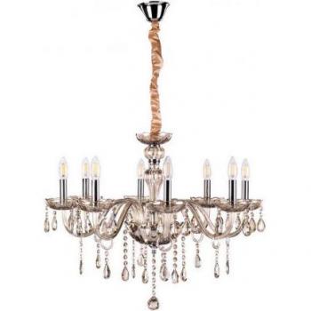 Lámpara de araña LINDA 8 - Metal claro, Vidrio, Cristal ámbar