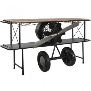Consola Home Esprit Marrón y Negro de Madera y Metal 191 x 58 x 96 cm