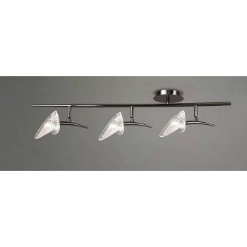 Foco lineal de 3 luces G9 con cabezales ajustables, cromo negro