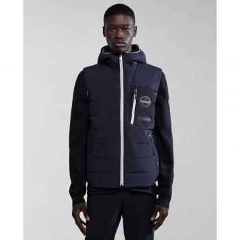 Napapijri Chaleco A-Huron Vest guateado con cremallera y capucha en negro intenso - XXL