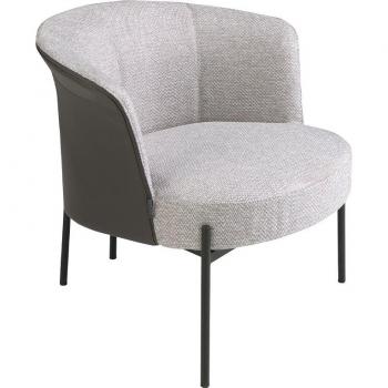 Sillón ANGEL CERDÁ 5109C en tela gris y polipiel gris oscuro, dimensiones 84 x 68 x 69 cm