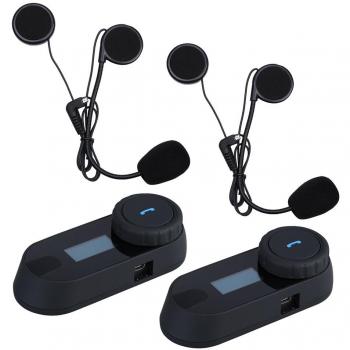 Uphig TCOM-SC Intercomunicador de Casco de Motocicleta Bluetooth Pantalla LCD Headset（Radio de FM / Música Del Teléfono / GPS / Alcance 800M）