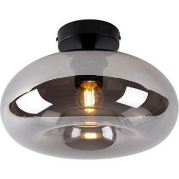Lámpara de techo Art Deco negra con cristal ahumado, E27, 1-flammig, adecuada para LED