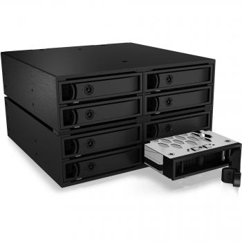 Caja de almacenamiento IB-2281MSK para 8 unidades HDD/SSD de 2,5 en 2 bahías de 5,25, SATA III/SAS II, con ventiladores y cerradura