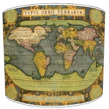 Premier Lampshades - Techo Typus Orbis Terrarum World Map Drum Lamp shades, 30,5 cm