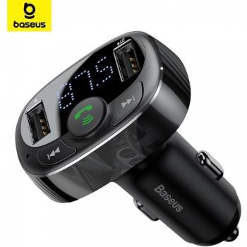 Baseus Transmisor FM Bluetooth/MP3 y Cargador de Coche 2x USB 3.4A Negro