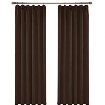 Amazon Brand - Umi Cortinas de Salón Térmicas Aislantes Dormitorio Decoración Ventanas para Habitacion Moderna Fruncido 2 Piezas 132x242cm Marrón