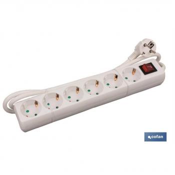 Base múltiple 6 tomas con cable de 1,4 metros y interruptor (16A-250V)