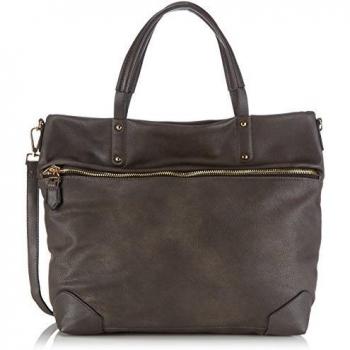 OTTO KERN Shopper - Bolso de mano de piel sintética mujer, color gris, talla 36x34x15 cm