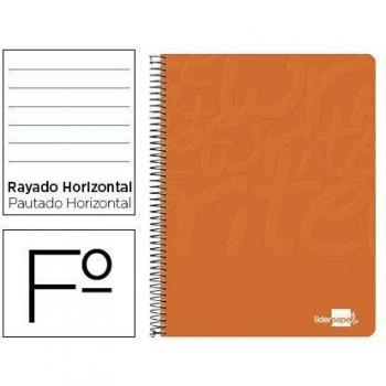 Cuaderno espiral liderpapel folio write tapa blanda 80h 60gr horizontal con margen color naranja