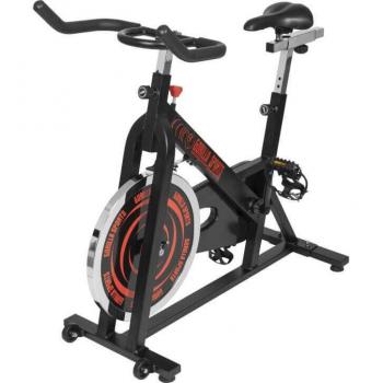 Bicicleta Estática Indoor Spinning Gorilla Sports F25x50 con Pedalier, Resistencia Ajustable y Diseño Compacto