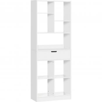 Estantería de Madera con 1 Cajón y 9 Compartimentos Blanco