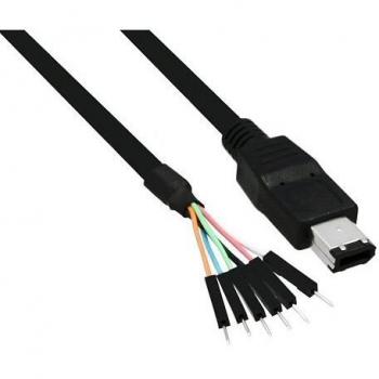 Adaptador de Cable FireWire InLine® 6 Pines a Conector de Poste, 40cm, Negro