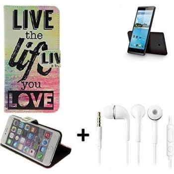 360° Funda Smartphone para Hisense Sero 5, 'live the life you love' + auriculares | Wallet case flip cover caja bolsa Caso Monedero BookStyle - K-S-Trade