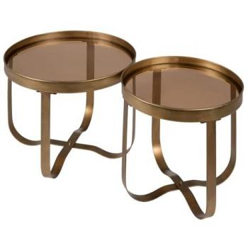 Mesita Auxiliar Cobre Dorado Cristal Hierro 50 x 50 x 47,5 cm