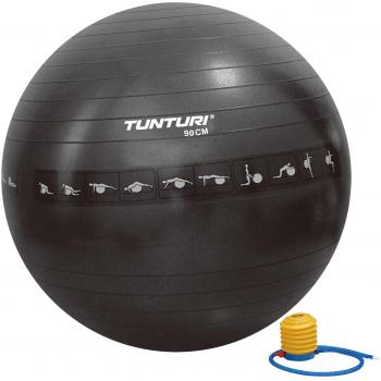 Tunturi-Fitness 14TUSFU289 Bola de Gimnasio Anti-Ráfaga, Unisex Adulto, Negro, 90 cm
