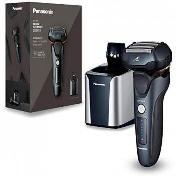 Afeitadora eléctrica Panasonic ES-LV97-K803, sistema de láminas, uso en seco y húmedo, motor lineal, incluye estación de limpieza y carga, cortador de pelo desplegable