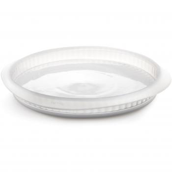 Lékué Duo - Molde para quiche, 28 cm y plato cerámica, color blanco translucido