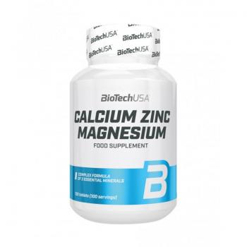 BioTech USA Calcium Zinc Magnesium 100 Tablets - Dietary Supplement