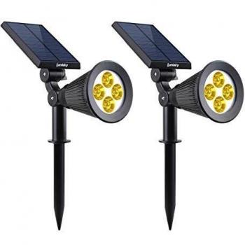 Foco solar 2 en 1 LED blanco cálido regulable SPIKY WARM H42cm, fijación con alfileres o soporte. Lámpara Lumi Garden Negro 5 V 250 Lm (2 Unidades)