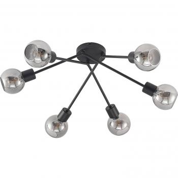 Plafón de techo Lioma moderno negro de metal con 6 luces E14 para salón y comedor
