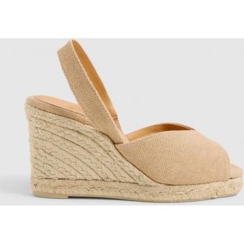 Sandalias de cuña de mujer beige en algodón orgánico